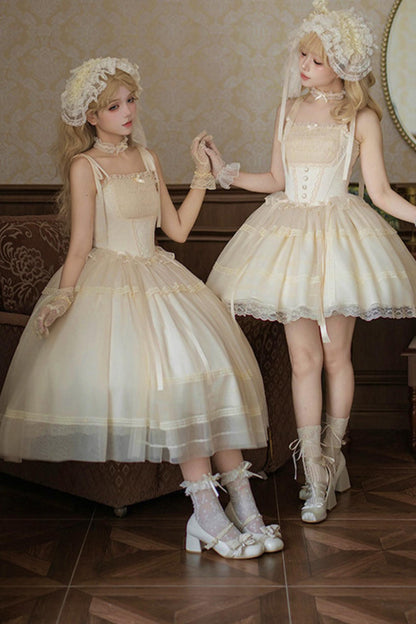Weißes Korsett-Prinzessin-Lolita-Kleid + Outerwear + Accessoires