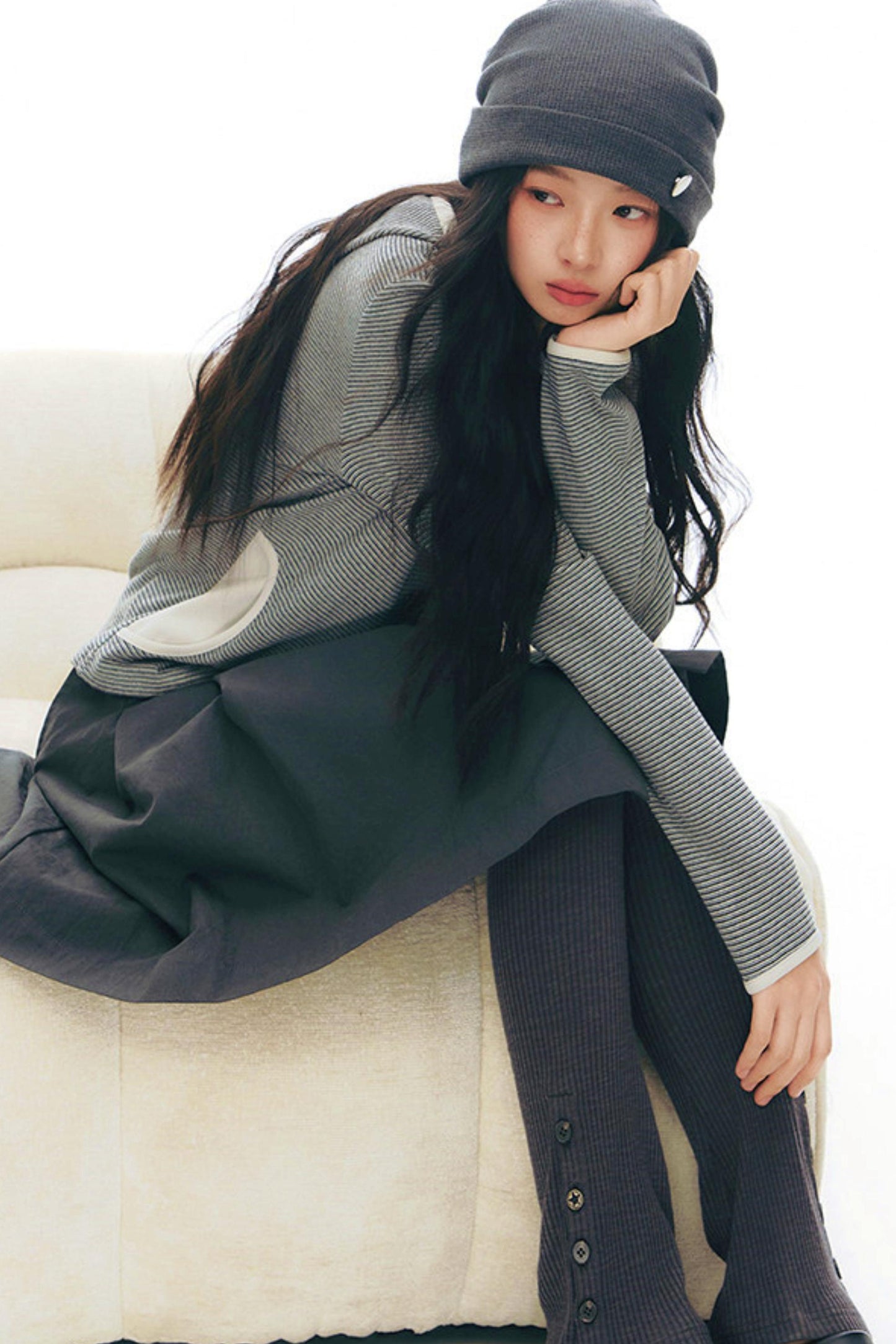 プリーティッドエーラインミディスカート