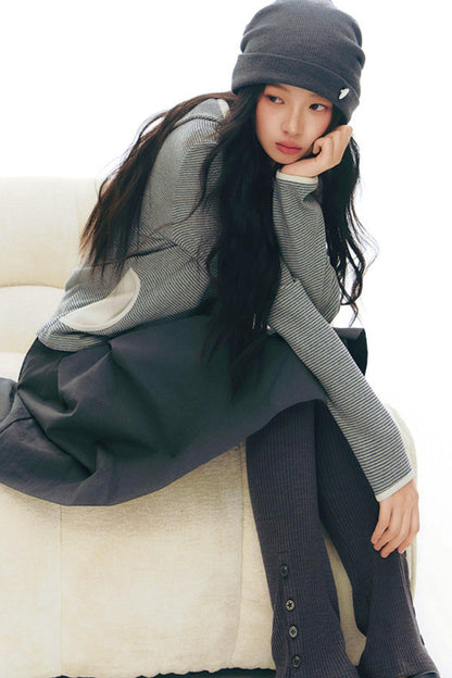 プリーティッドエーラインミディスカート