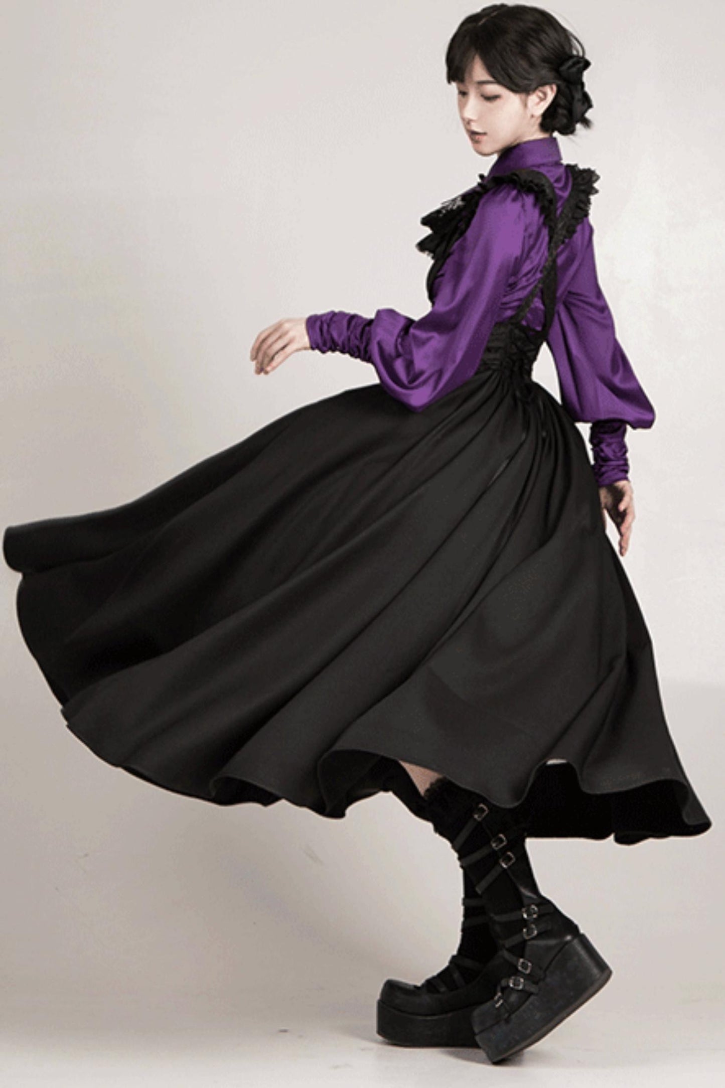 Conjunto de vestido y camisa con sujetador de muelles góticos
