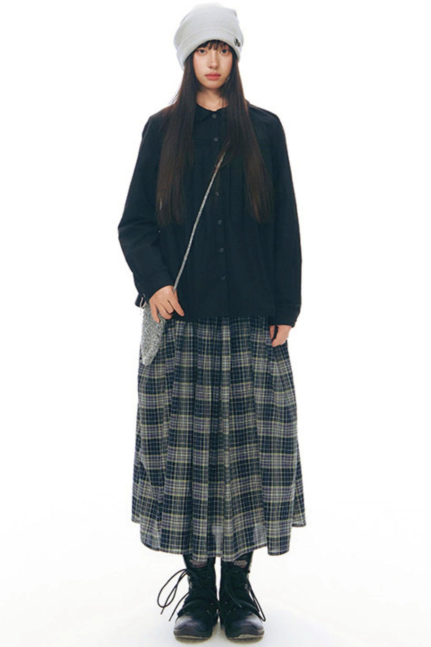 チェックレトロミディスカート