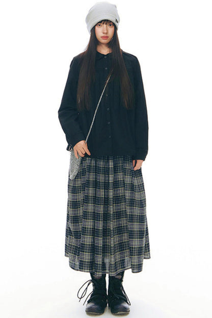 チェックレトロミディスカート