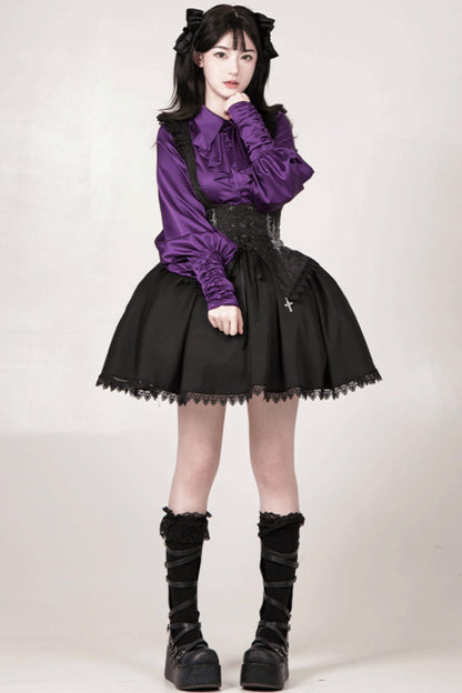 Conjunto de vestido y camisa con sujetador de muelles góticos