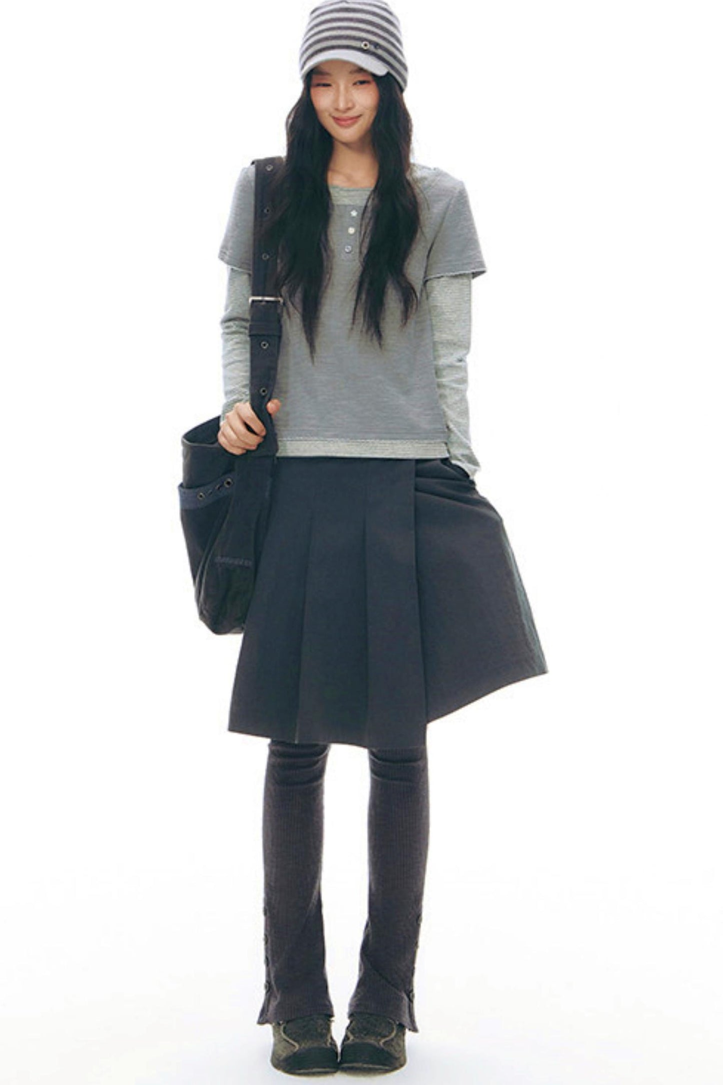 プリーティッドエーラインミディスカート