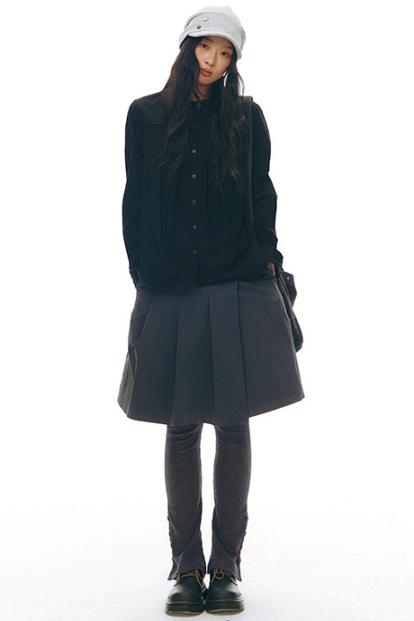 プリーティッドエーラインミディスカート