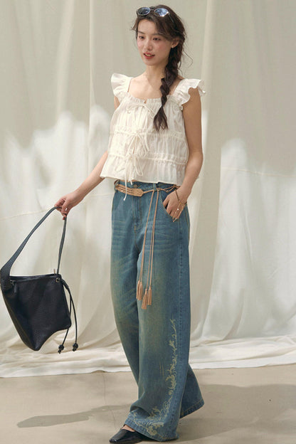 Laser Embossed Vintage Jeans