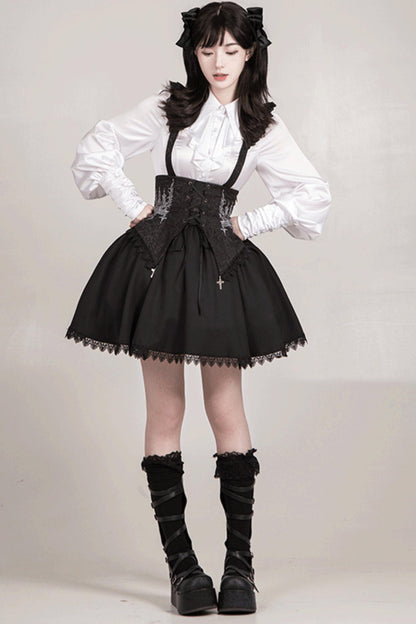 Conjunto de vestido y camisa con sujetador de muelles góticos