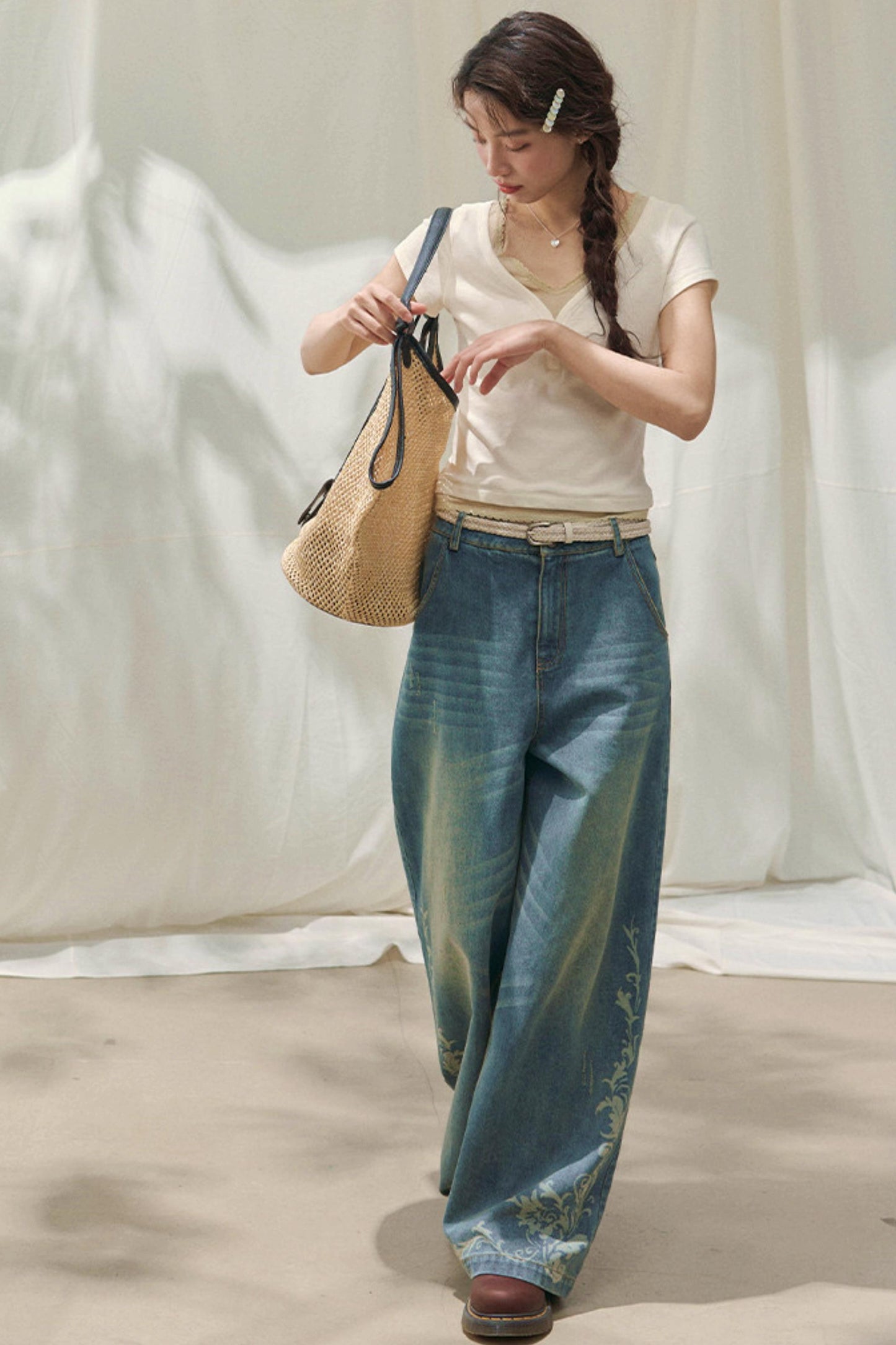 Laser Embossed Vintage Jeans
