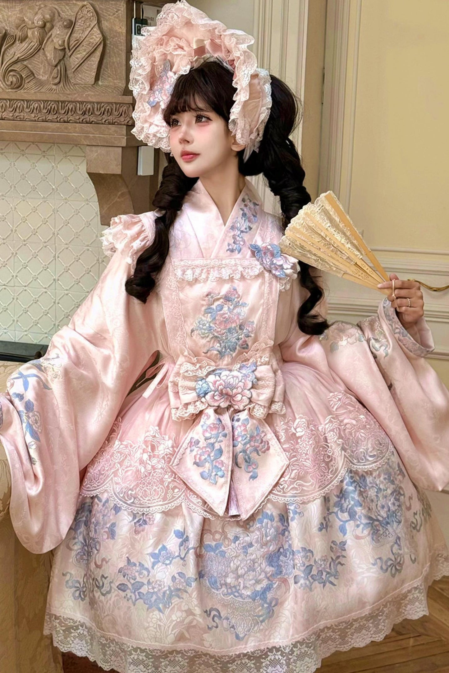 ピオニーサテンクロスカラージャケット+スカート+ドレス+トップス+ヘアアクセサリー