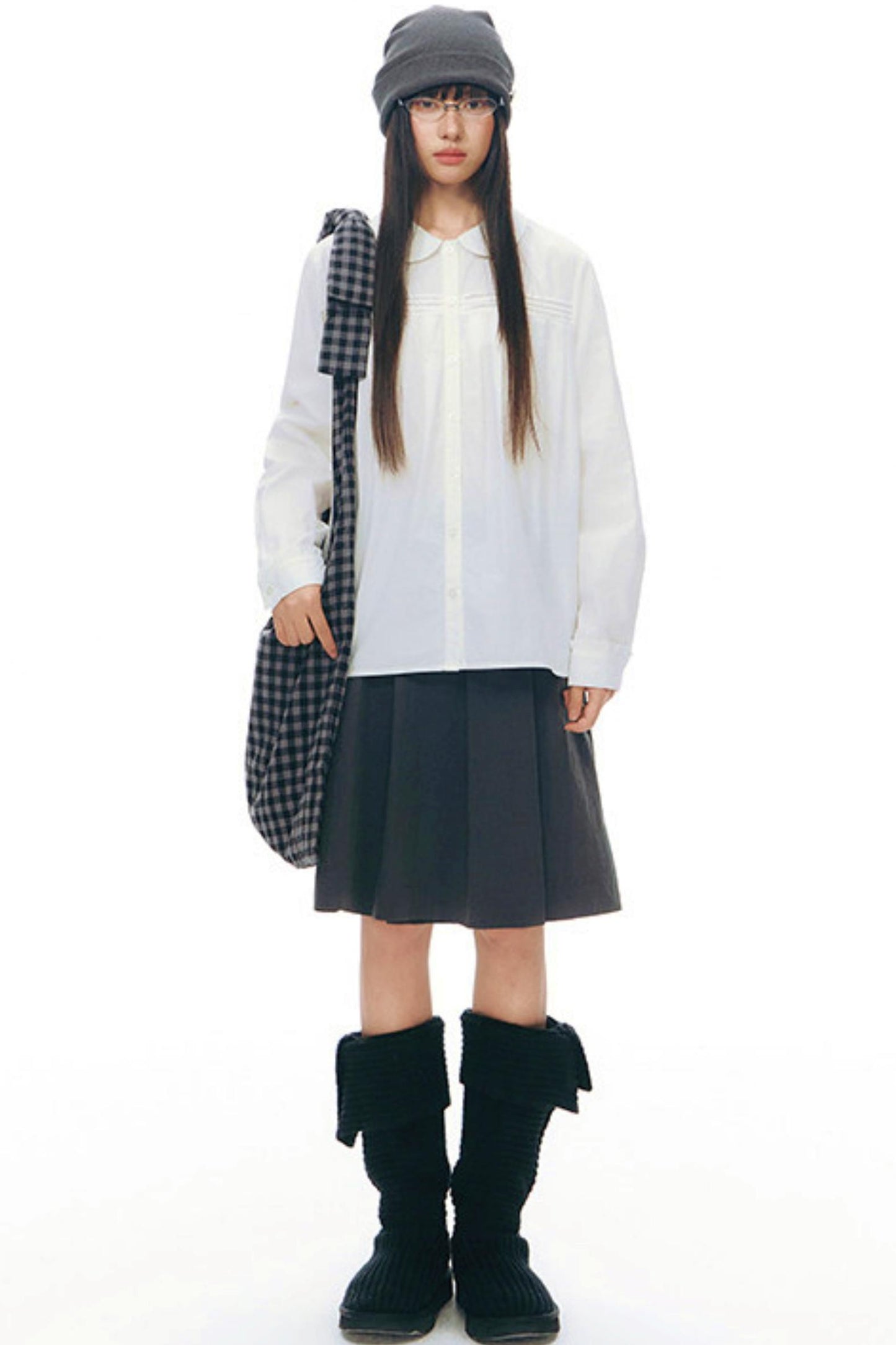 プリーティッドエーラインミディスカート