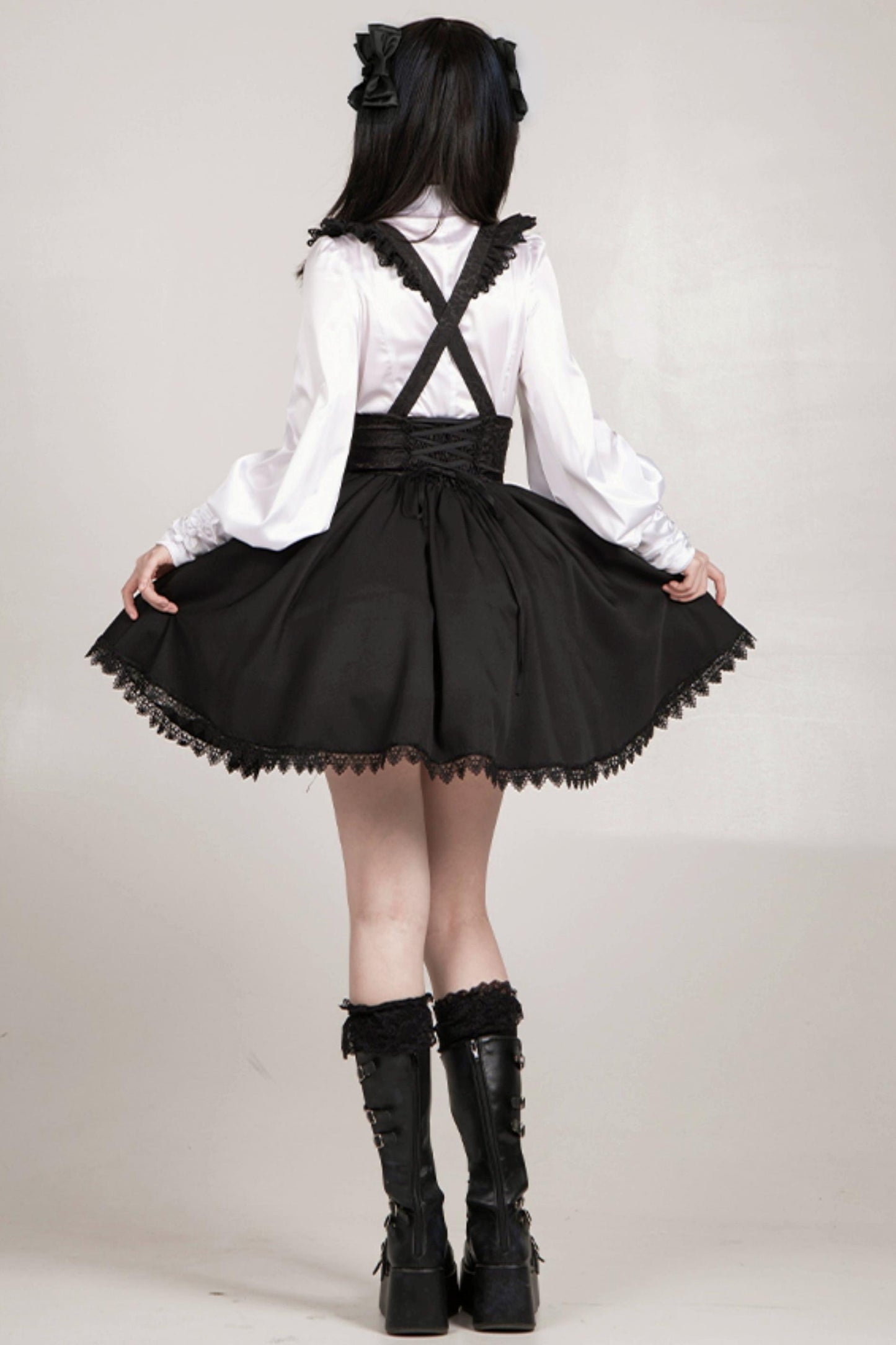 Conjunto de vestido y camisa con sujetador de muelles góticos