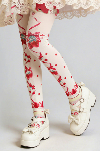 Erdbeerkuchen-Lolita-Strumpfhose