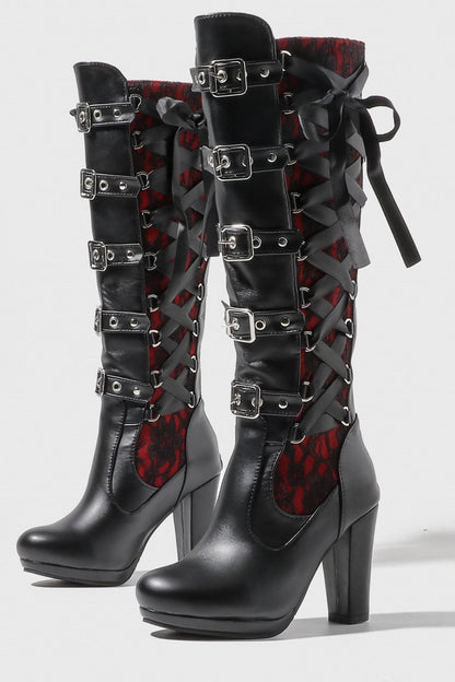 Gothic Lace-Up Long Boots