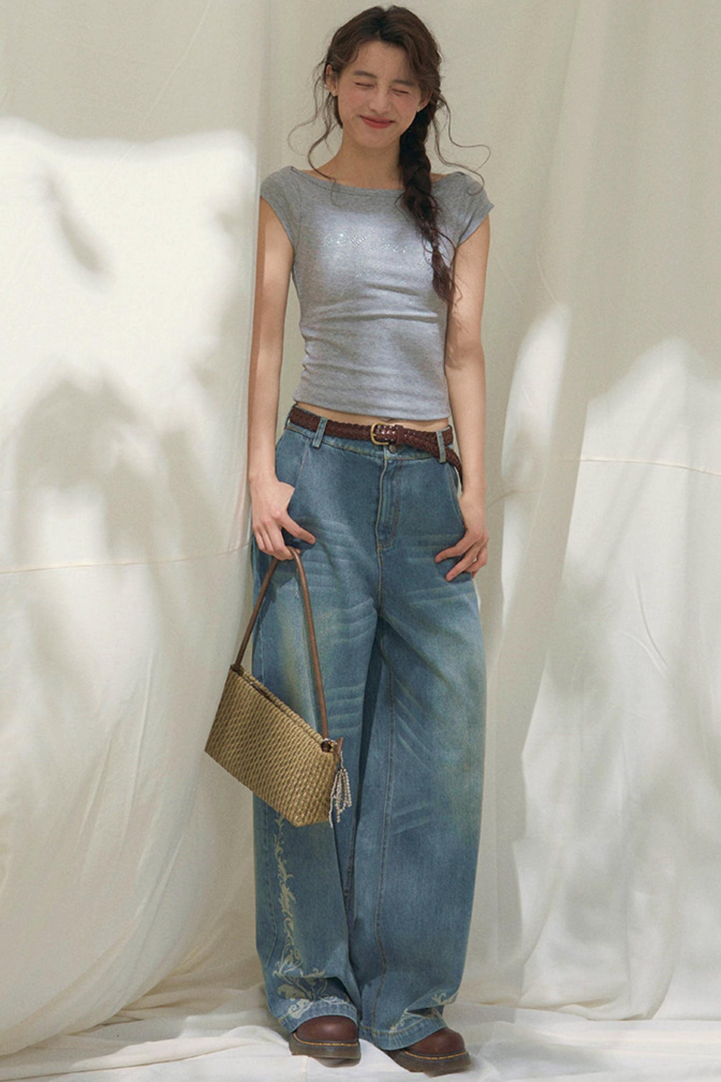 Laser Embossed Vintage Jeans