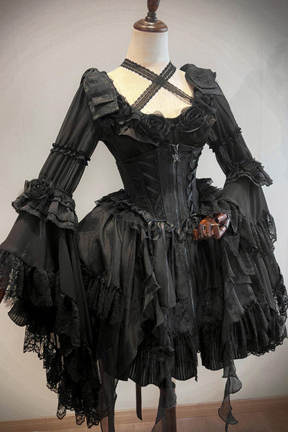 Decadent Gothic Lace Princess-Sleeve Top