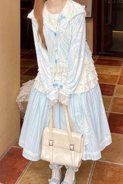 Blue Marine Fairy Lace Lolita Dress + Top + Skirt