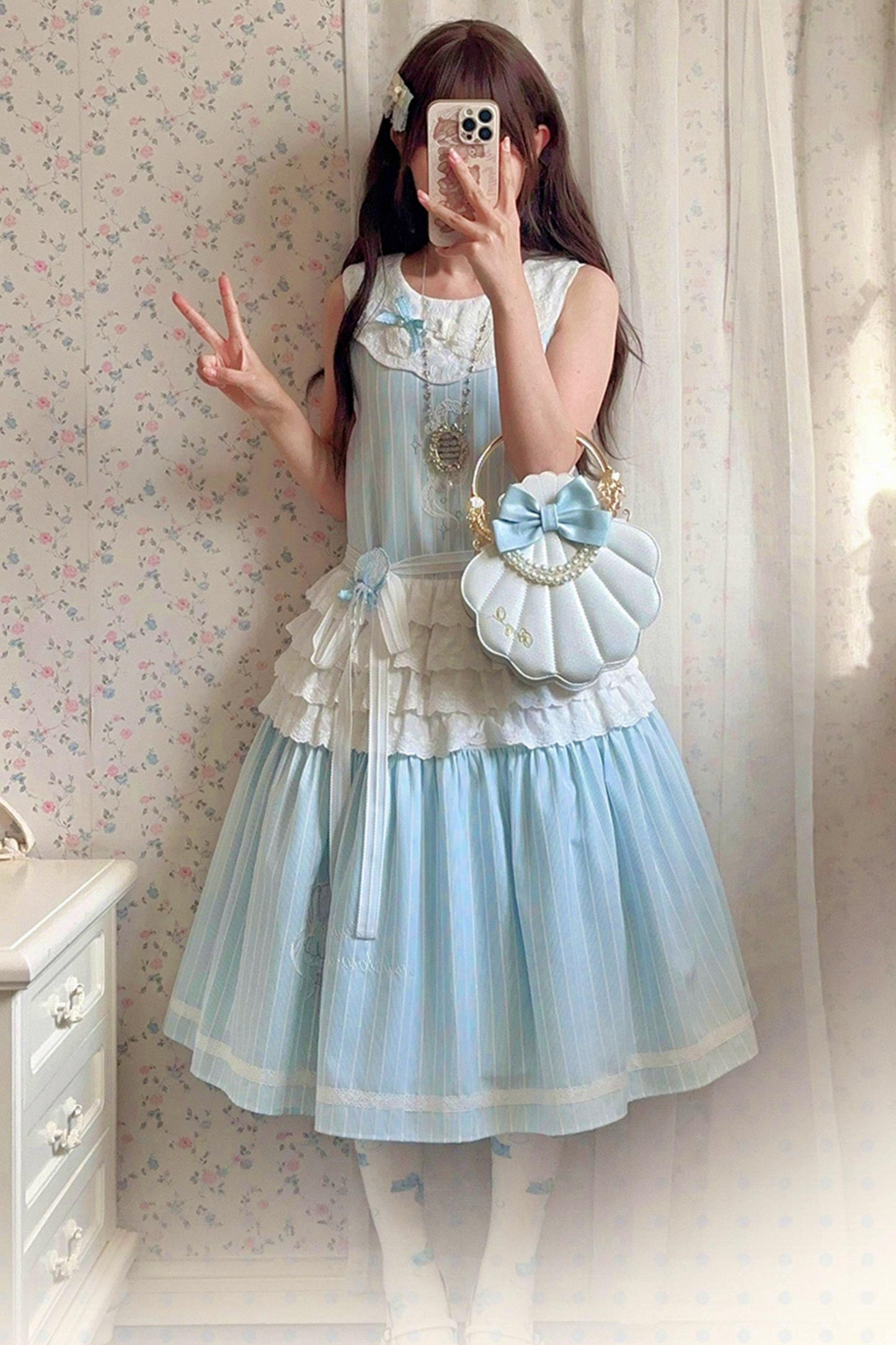 Blue Marine Fairy Lace Lolita Dress + Top + Skirt