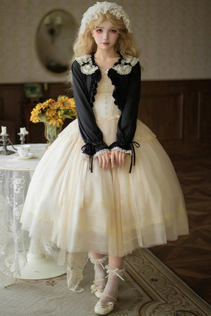 Weißes Korsett-Prinzessin-Lolita-Kleid + Outerwear + Accessoires