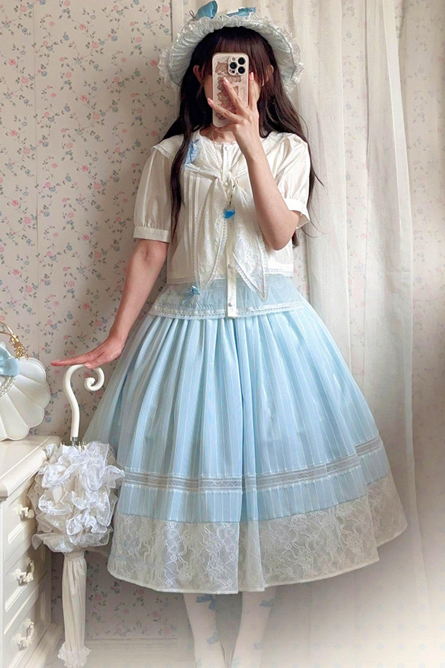 Blue Marine Fairy Lace Lolita Dress + Top + Skirt