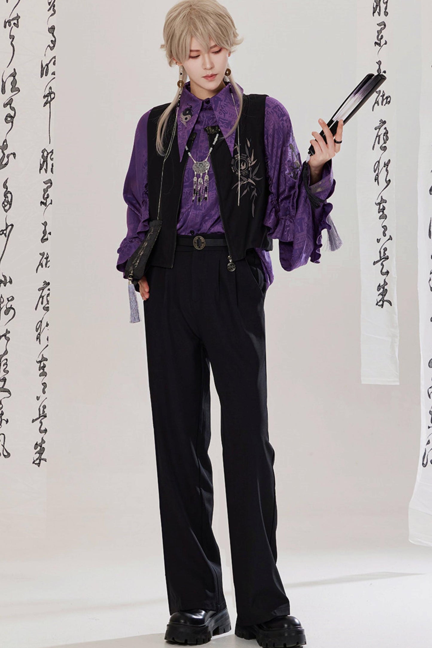 ミステリアスチャイナブラウス+パンツ