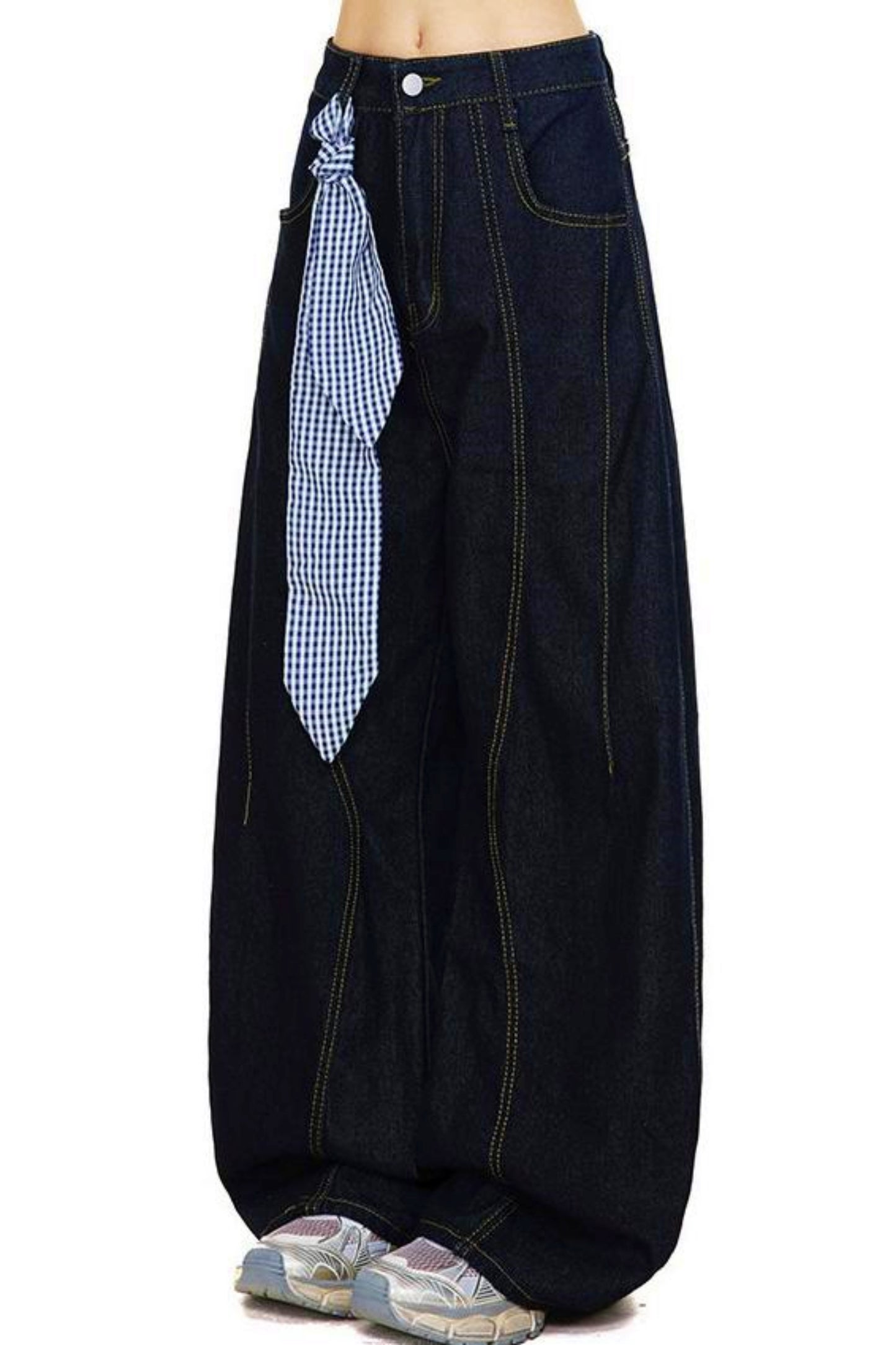 Tie Ribbon Wide Denim Pants