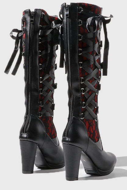 Gothic Lace-Up Long Boots