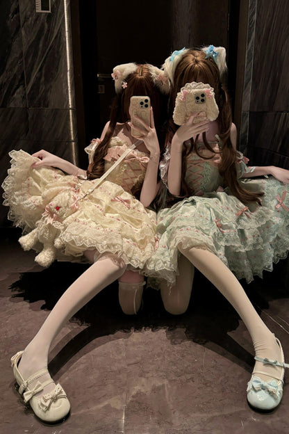 【予約商品】プリンセスリボンレースアップロリータドレス+アクセサリー