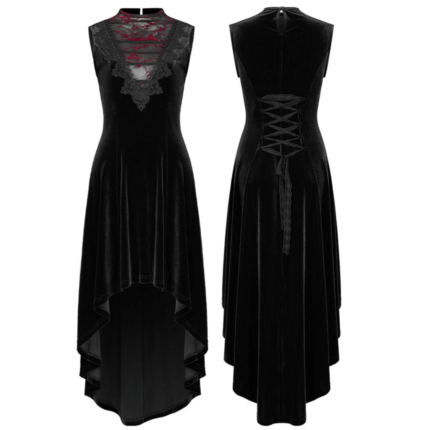 Dunkle Damen-Velvet-Longdress