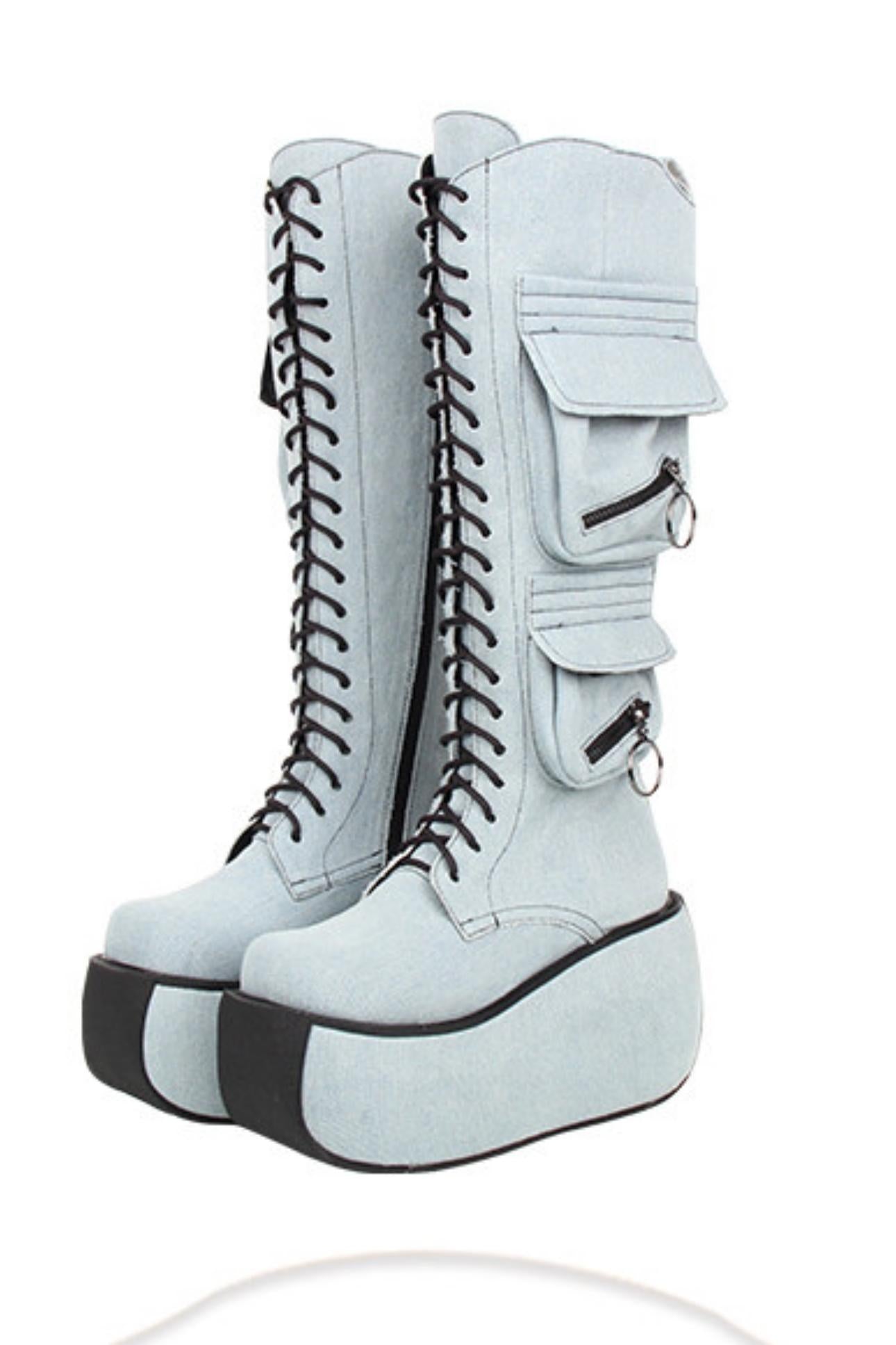 Punk-Plateau-Stiefel mit ultrahohem Absatz