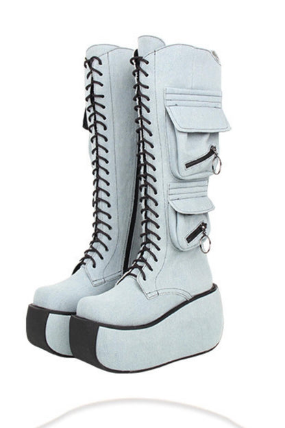 Punk-Plateau-Stiefel mit ultrahohem Absatz