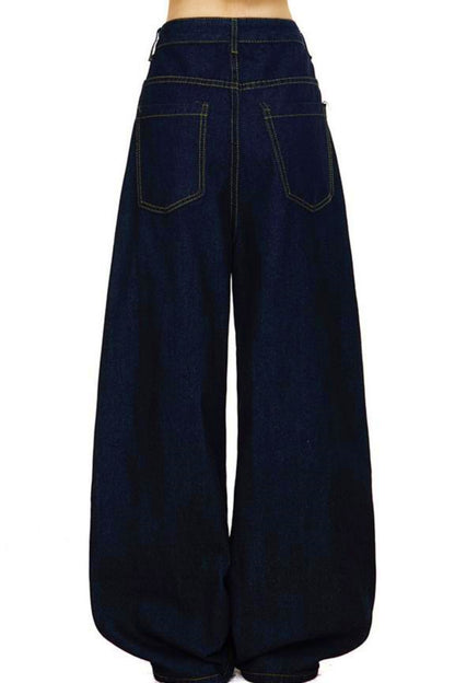 Tie Ribbon Wide Denim Pants