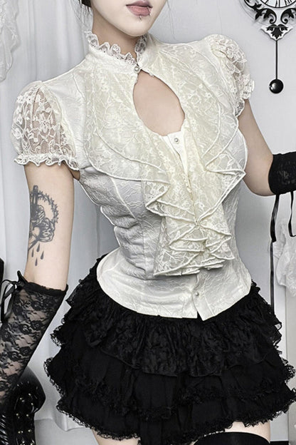 Gothic-Lolita-Bluse mit Puffärmeln + Rock