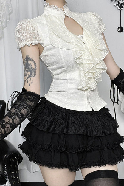 Gothic-Lolita-Bluse mit Puffärmeln + Rock