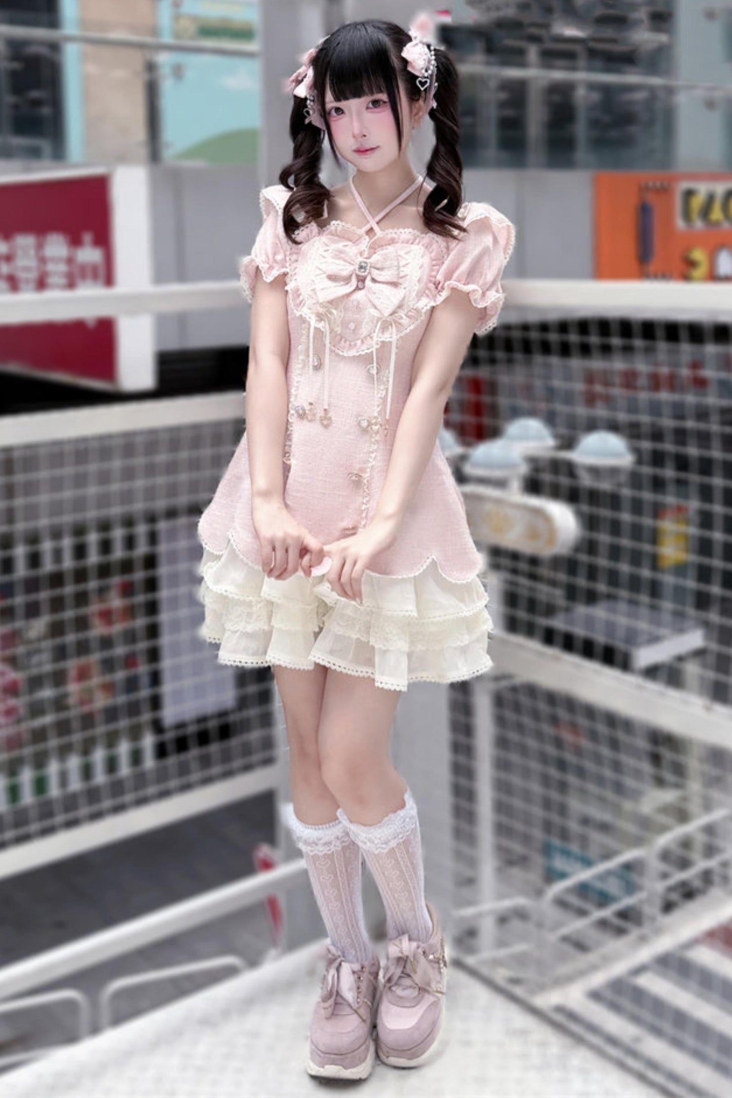 Tweed Heart Ribbon Sweet Lolita Dress