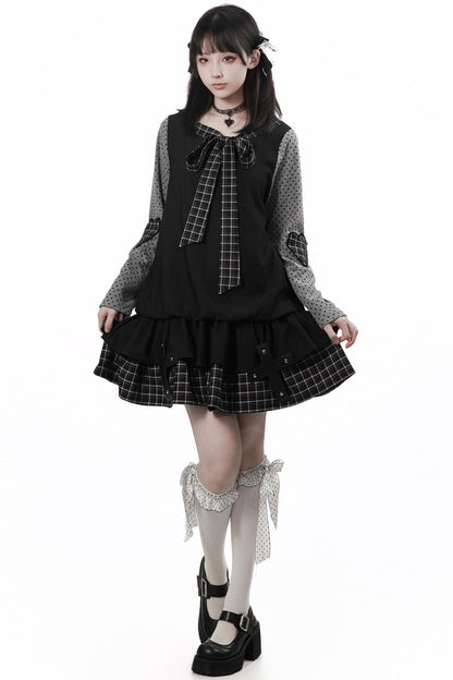 サブカルポルカドットドレス+トップス+スカート