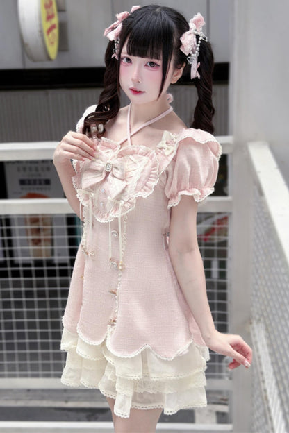 Tweed Heart Ribbon Sweet Lolita Dress