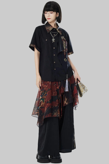 Chiffon Print Multiway Apron Skirt