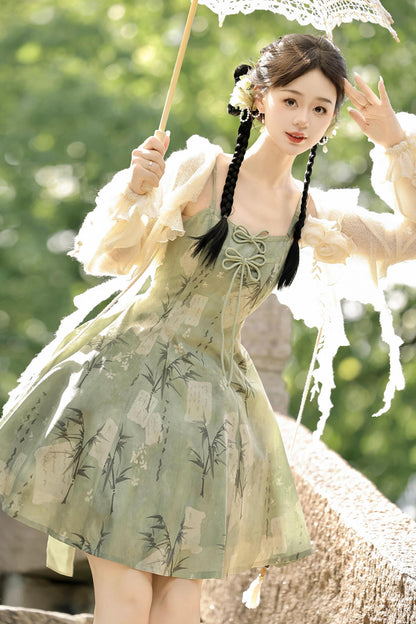 竹林に咲くフェアリーチャイナドレス+ローズカーディガン