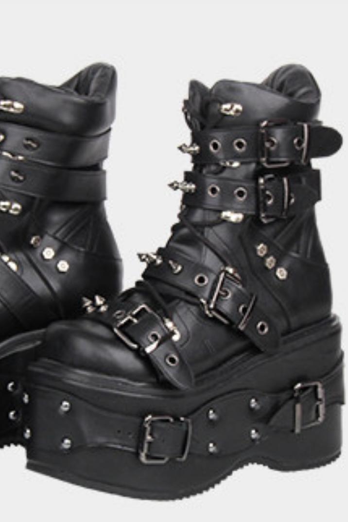 Punk-Nieten-Plateau-Stiefel