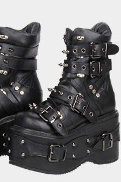 Punk-Nieten-Plateau-Stiefel