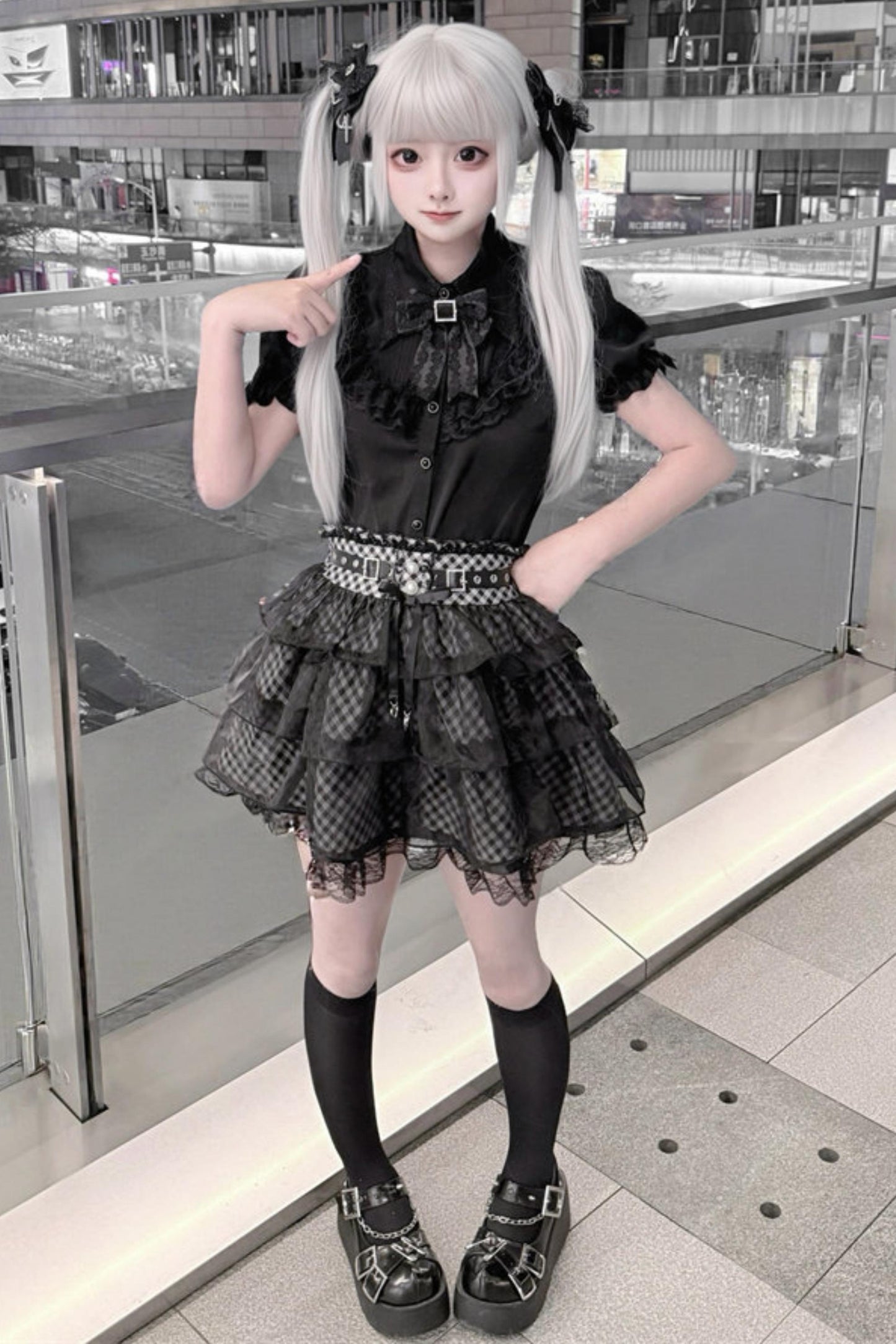 Black Lace Subculture Jirai Kei Set