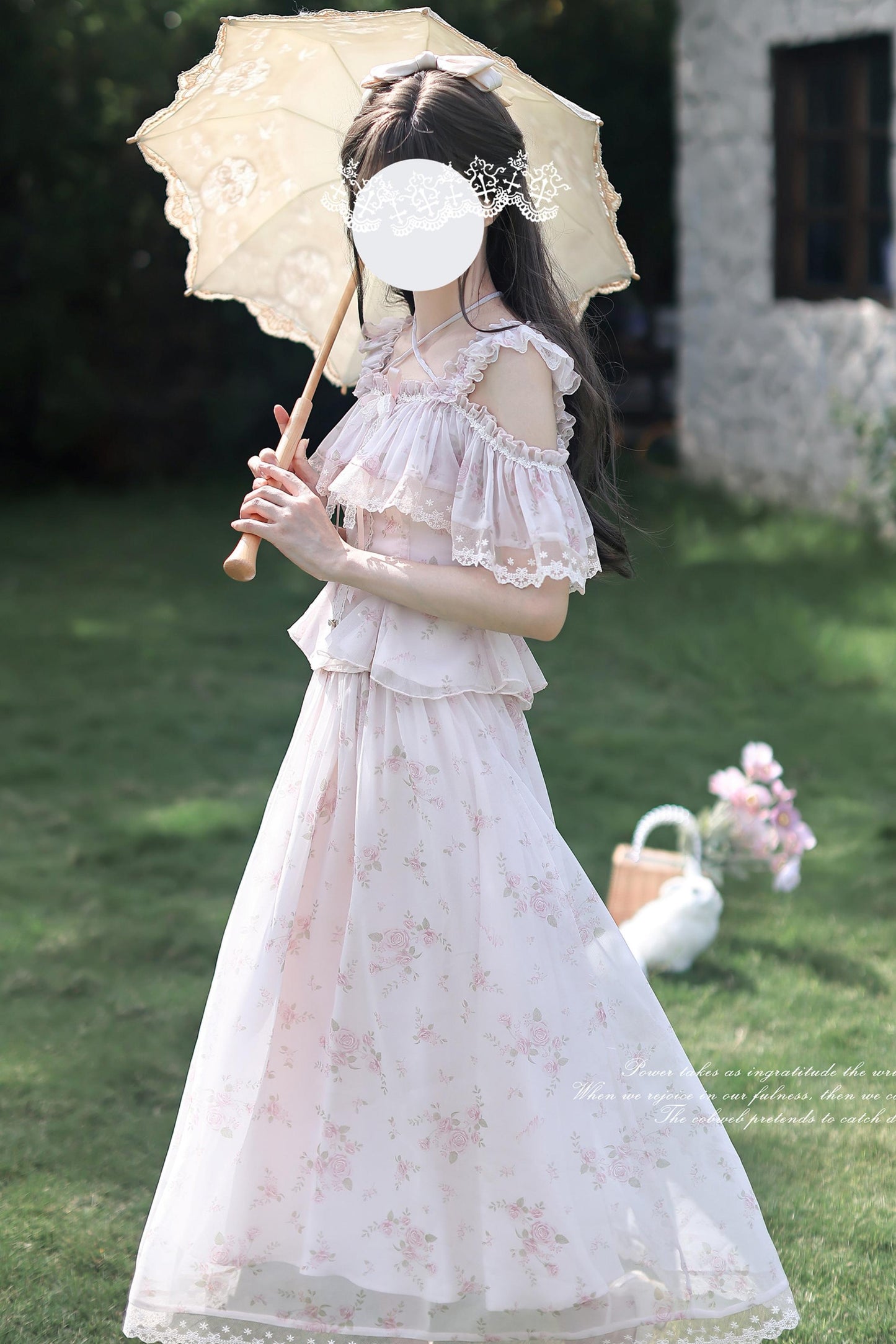 スプリングフローラルシフォントップス+スカート