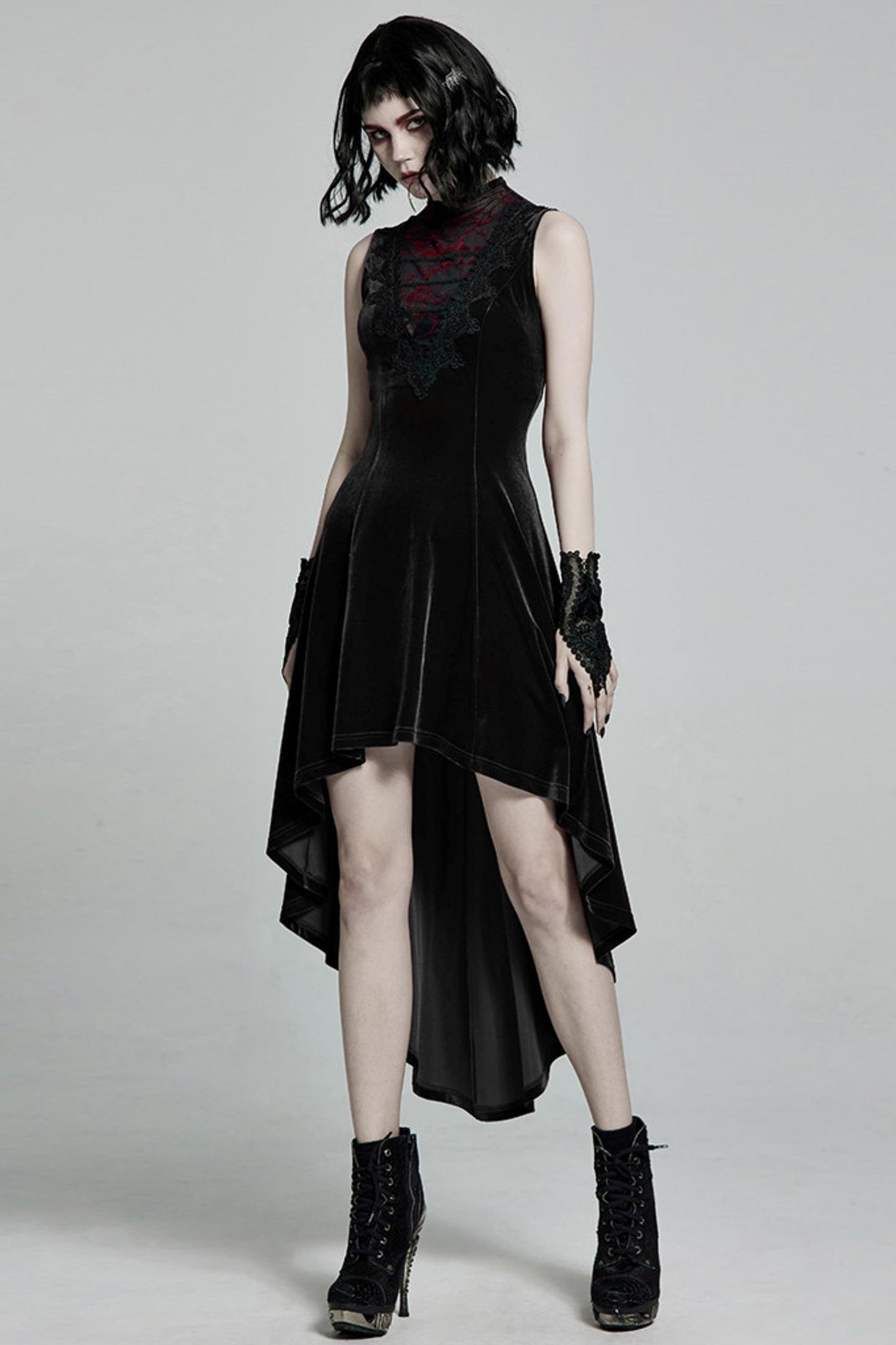 Dunkle Damen-Velvet-Longdress