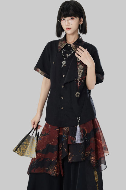 Chiffon Print Multiway Apron Skirt