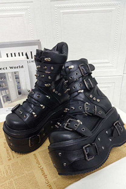 Punk-Nieten-Plateau-Stiefel