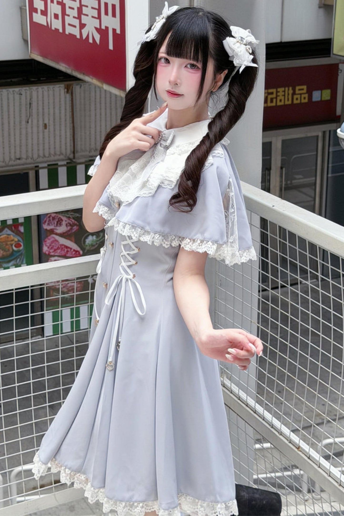 Angelcore Lace Cape Dress