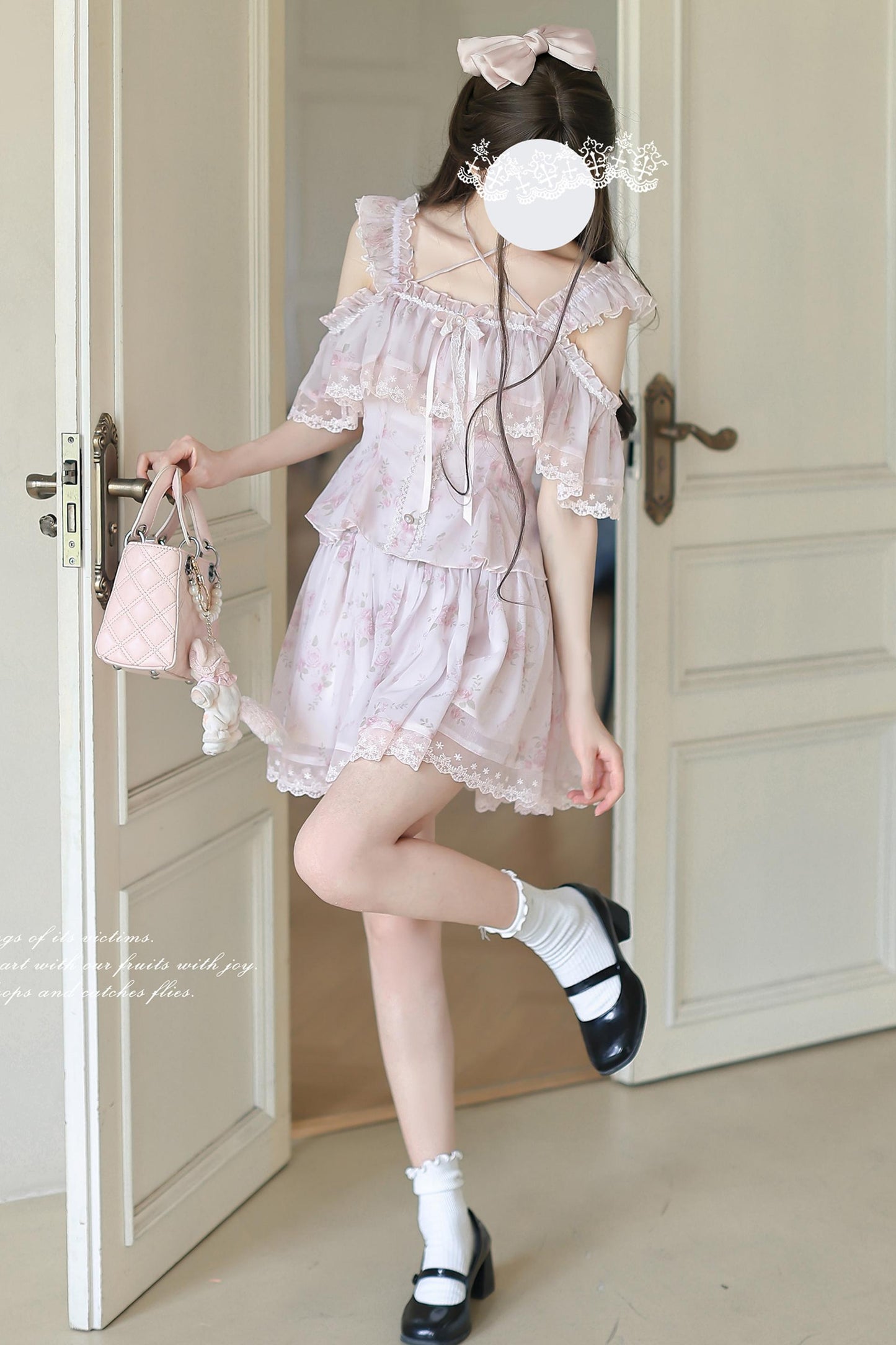 Spring Floral Chiffon Top + Skirt