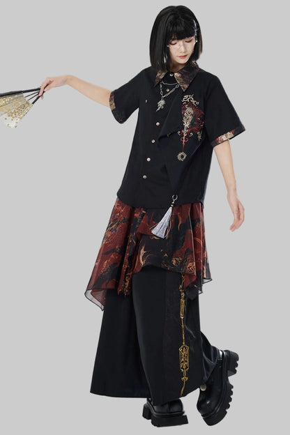 Chiffon Print Multiway Apron Skirt