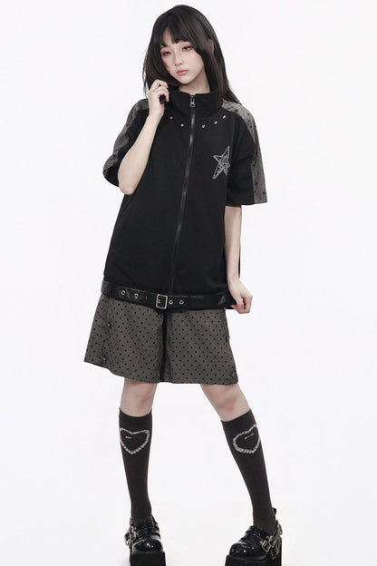Monochrome Star Dot Shorts Set