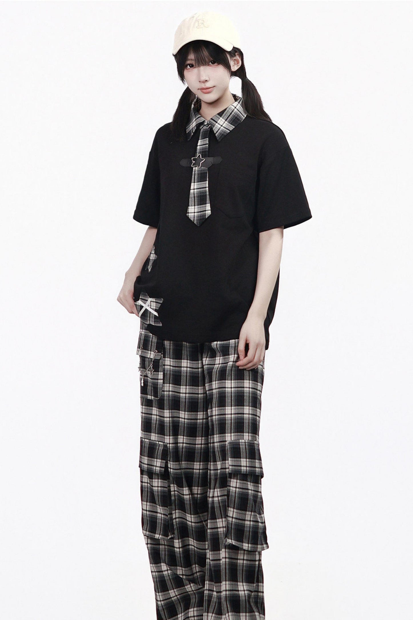 Plaid Necktie Subculture Uniform Set